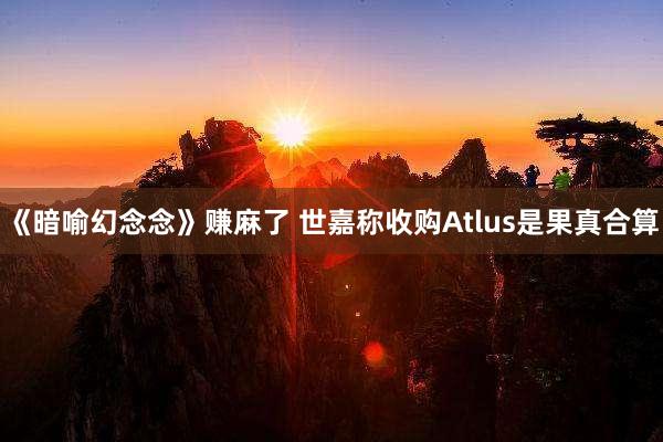 《暗喻幻念念》赚麻了 世嘉称收购Atlus是果真合算