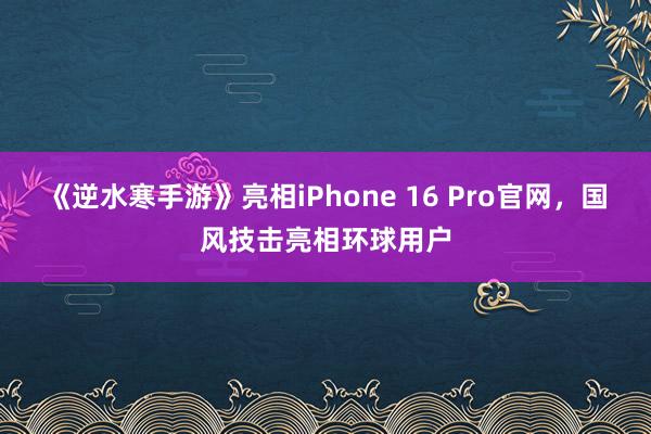 《逆水寒手游》亮相iPhone 16 Pro官网，国风技击亮相环球用户